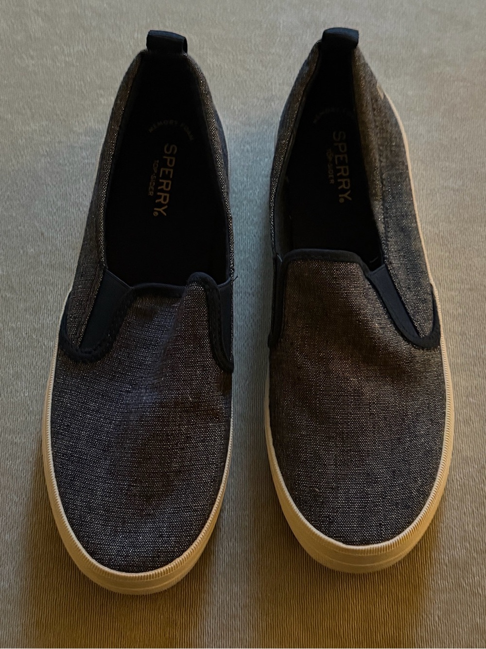 Sperry women’s Slip-On Canvas Shoes in glitter navy
